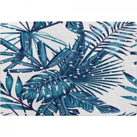 Snow Tropical Leaves Designer Rug - Blue / 200cm