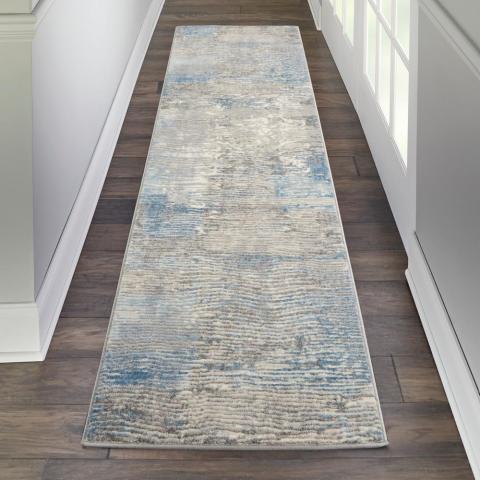 Solace Designer  Hallway Runner SLA01 in Ivory Grey Blue by Nourison