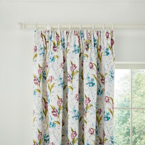 Spring Tulips Floral Print Curtains By V&A in Aqua