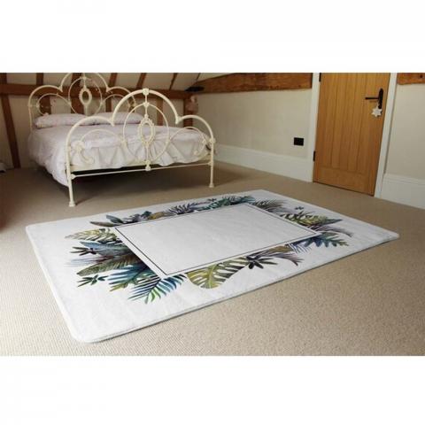 Square Tropical Border Designer Rug - Green / 230cm