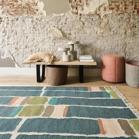 Stack Wool Rugs in Blue 48507 by Brink and Campman