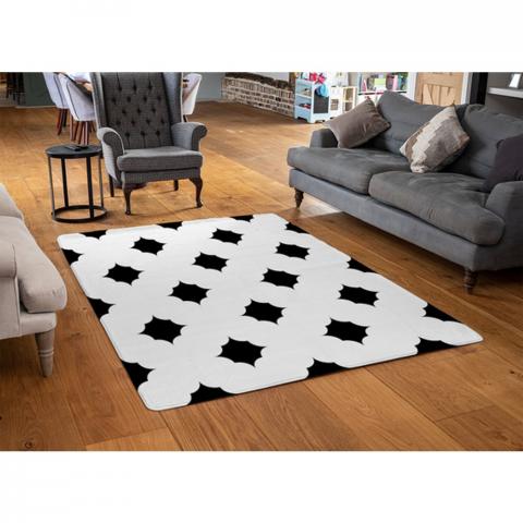 Star Ornament Designer Rug - White / 110cm