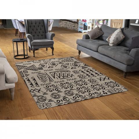 Striped Egyptian Theme With Ethnic And Tribal Motifs Designer Rug - Brown / 110cm