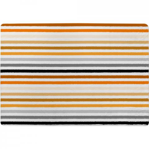 Striped Pattern, Orange Black Gray Beige And Brown Designer Rug - Orange / 200cm