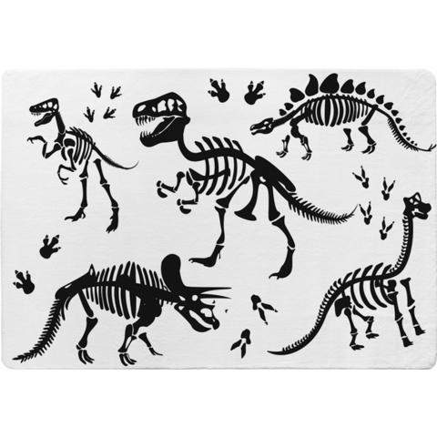 Stylish Dinosaur Silhouettes Designer Rug - White / 150cm