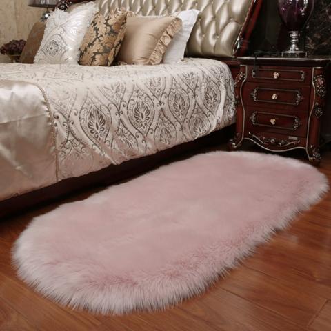 Super Soft Oval Shaggy Room Carpet Decor Rug - Pink / 180cm