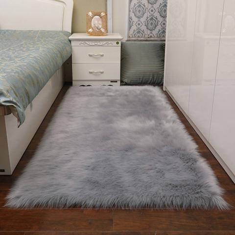 Super Soft Rectangle Shaggy Room Carpet - Grey / 120cm