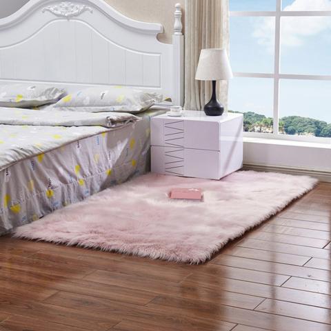 Super Soft Rectangle Shaggy Room Carpet - Pink / 180cm