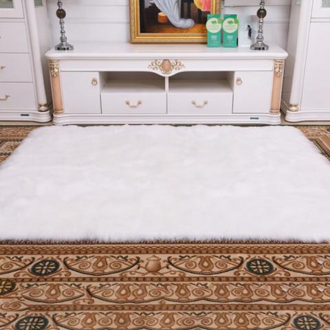 Super Soft Rectangle Shaggy Room Carpet - White / 180cm