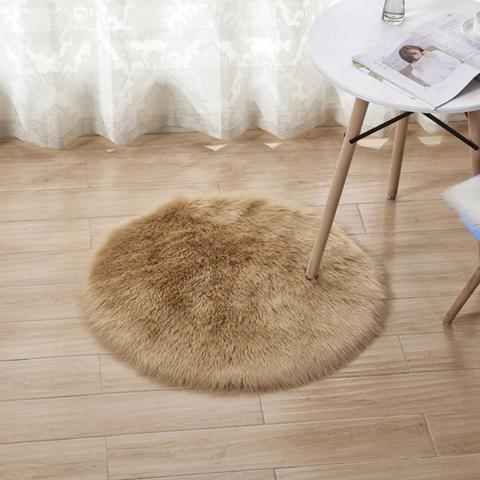 Super Soft Shaggy Room Carpet Decor Rug - Khaki / 90cm