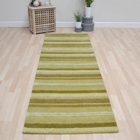 Supreme Handloom Multistripe Hallway Runners in Olive