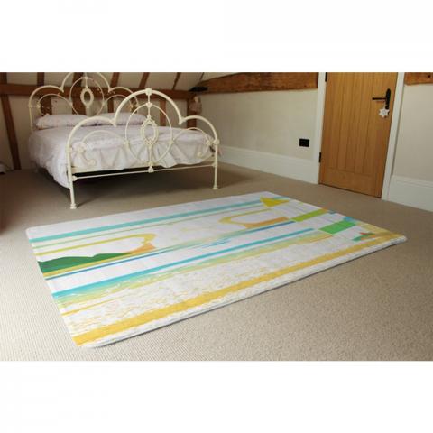 Surf Board On Beach Designer Rug - Yellow / 230cm