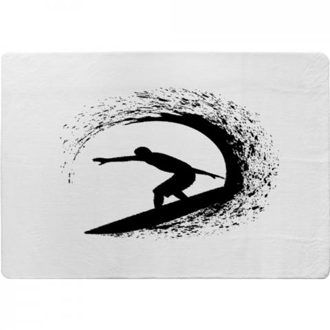 Surfer Silhouette Designer Rug - White / 150cm