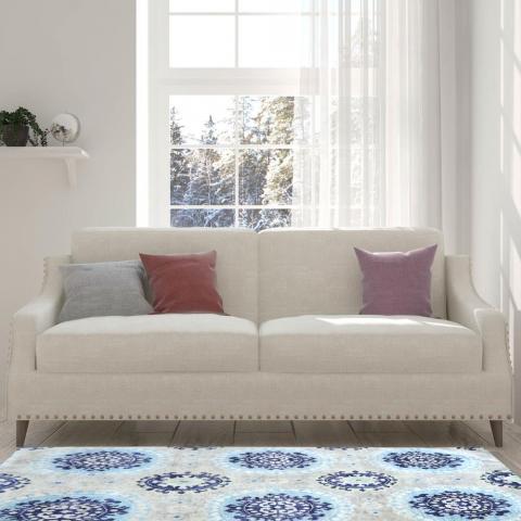 Suzani rugs in Taupe and Blue