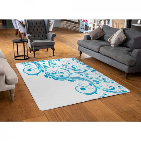 Swirls Designer Rug - Blue / 110cm