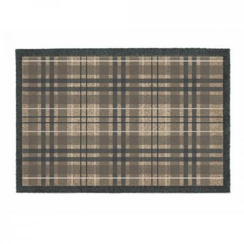 Tartan Washable Anti Slip Doormat in Brown