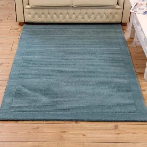 Teal SM Large wool plain rugs 