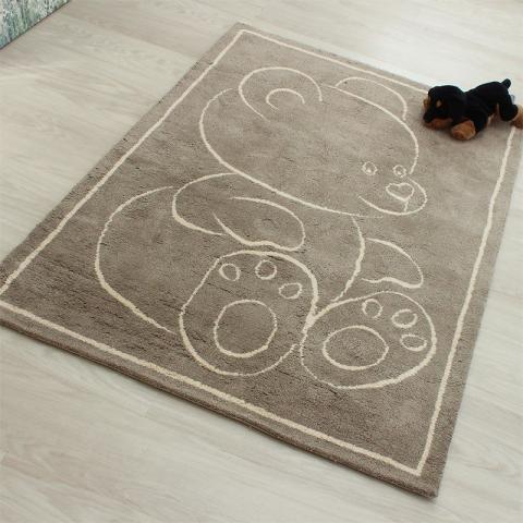 Teddy Bear Round Rug Beige 