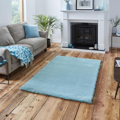 Teddy Shaggy Rugs in Blue