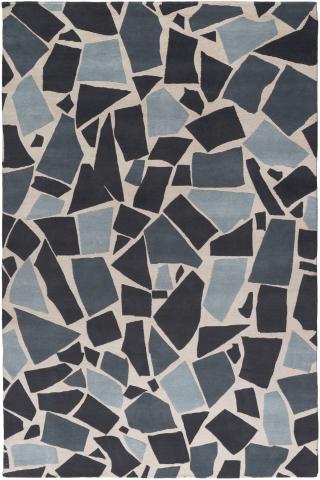 Terrazzo 1.83x1.22m/6'x4' Blue/Grey Abstract Wool Abstract rug by The Rug Company, Handknotted wool