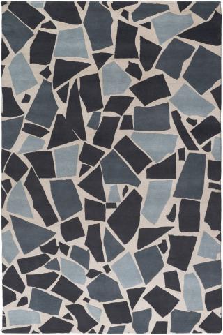 Terrazzo 2.74x1.83m/9'x6' Blue/Grey Abstract Wool Abstract rug by The Rug Company, Handknotted wool