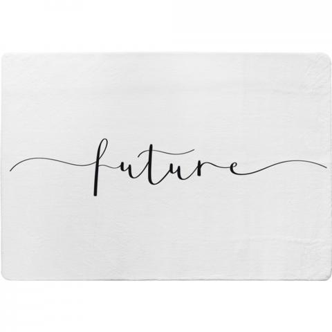 Text Future Designer Rug - White / 200cm