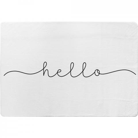 Text Hello Designer Rug - White / 150cm