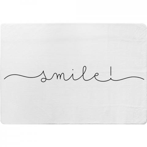 Text Smile Designer Rug - White / 200cm