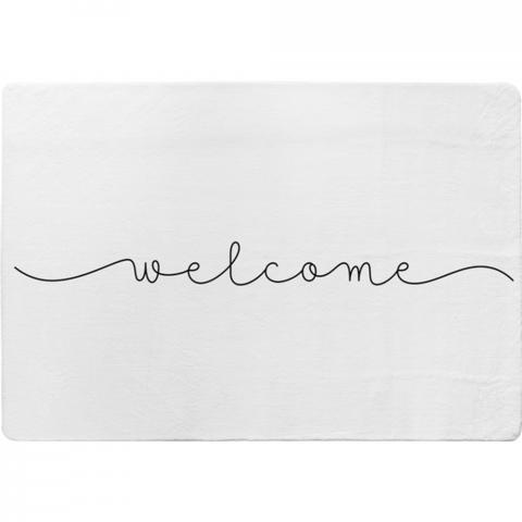 Text Welcome Designer Rug - White / 200cm