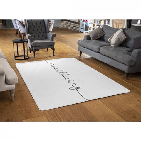 Text Wellbeing Designer Rug - White / 110cm