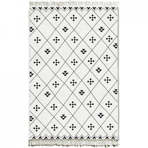 The Mia Noir And Blanc Kilim Rug - 180 cm x 120 cm - Black & White