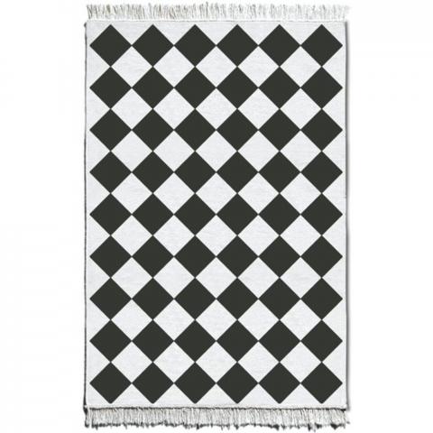 The Mia Pixel Kilim Rug  - Black and White