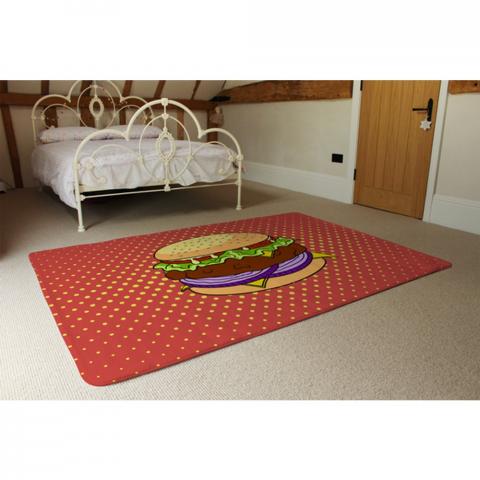 The Pop Art Illustration Of Burger Designer Rug - Orange / 230cm