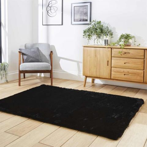 Thick Fluffy Rug Super Teddy Black 