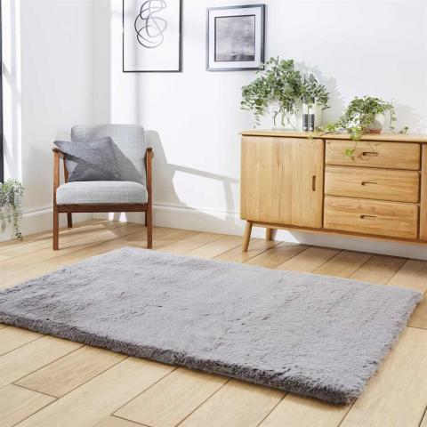 Thick Fluffy Rug Super Teddy Grey 