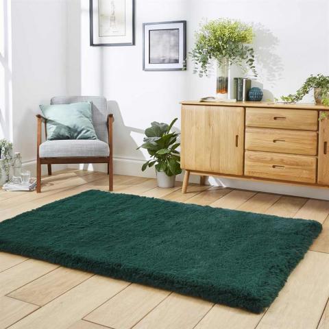 Thick Fluffy Rug Super Teddy Jewel Green 