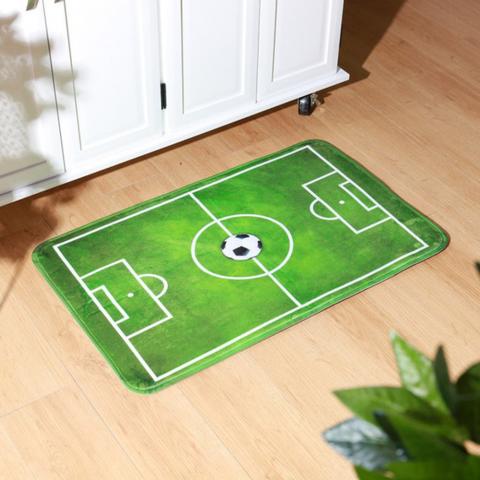 Thickened Flannel Rug Bath Mat Football Field - Green