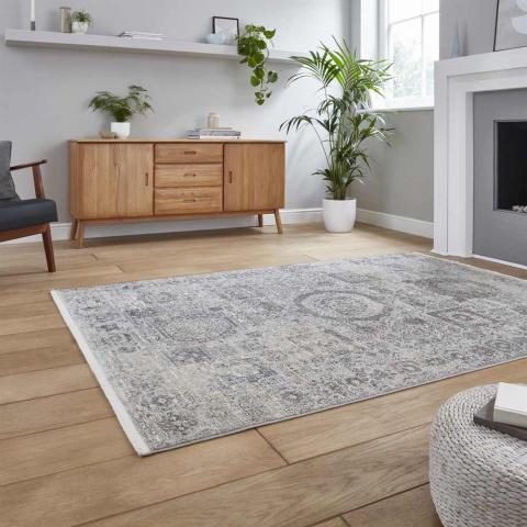 Thin Traditional Rug Grey Athena 