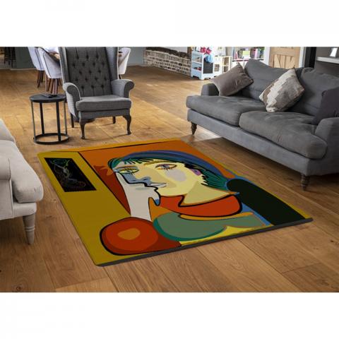 Thinking Woman Designer Rug - Orange / 110cm