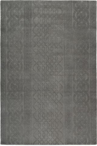 Thom Browne Cable Knit Grey Textured 2.74x1.83m/9'x6' Grey Wool Textured rug by The Rug Company, Handknotted Tibetan wool