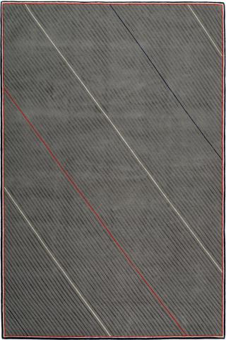 Thom Browne Repp Stripe Classical 3.66x2.74m/12'x9' Grey Wool & Silk Classical rug by The Rug Company, Handknotted Tibetan wool and silk