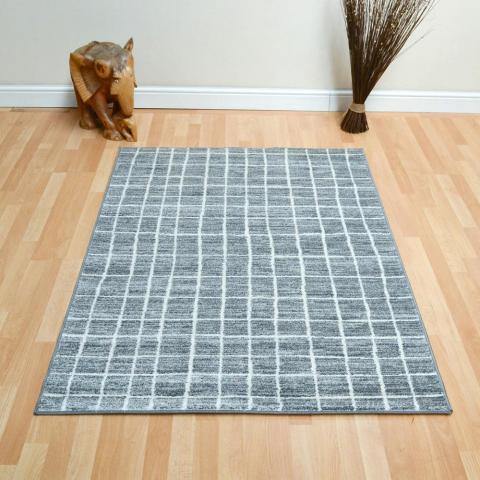 Tibet Grid Rugs in Silver