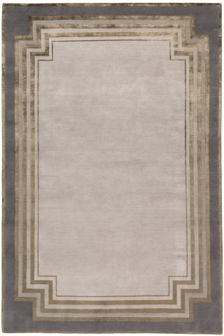 Tim Gosling Deco Border 1.83x1.22m/6'x4' Grey Art Deco Wool & Silk Art Deco rug by The Rug Company, Handknotted Tibetan wool and silk