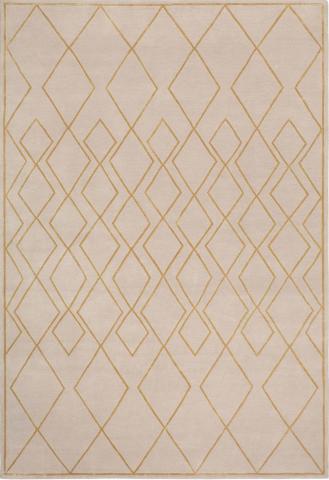 Tim Gosling Deco Diamond Light 3.66x2.74m/12'x9' Beige Art Deco Wool & Silk Art Deco rug by The Rug Company, Handknotted Tibetan wool and silk