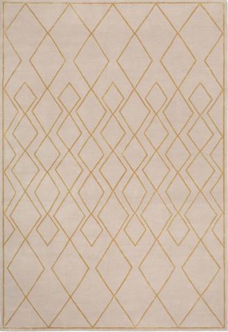 Tim Gosling Deco Diamond Light 2.74x1.83m/9'x6' Beige Art Deco Wool & Silk Art Deco rug by The Rug Company, Handknotted Tibetan wool and silk