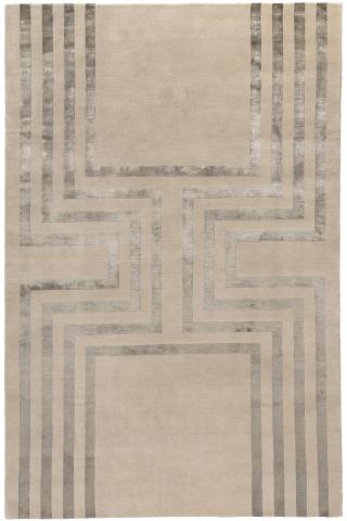 Tim Gosling Empire 1.83x1.22m/6'x4' Beige Art Deco Wool & Silk Art Deco rug by The Rug Company, Handknotted Tibetan wool and silk