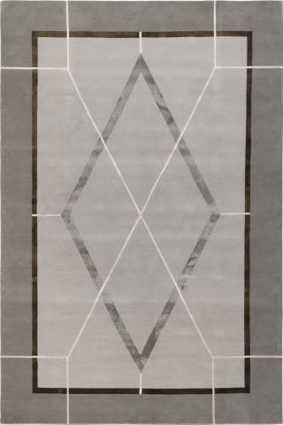 Tim Gosling Paris Deco 1.83x1.22m/6'x4' Grey Art Deco Wool & Silk rug by The Rug Company, Handknotted Tibetan Wool & Silk