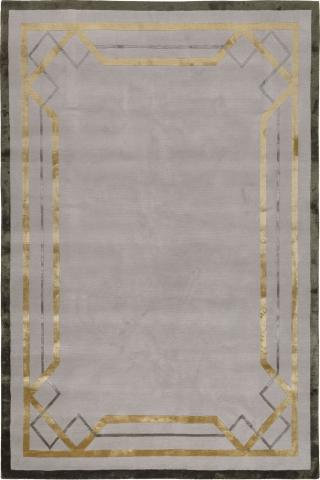 Tim Gosling Salon Deco 1.83x1.22m/6'x4' Grey Art Deco Wool & Silk rug by The Rug Company, Handknotted Tibetan Wool & Silk