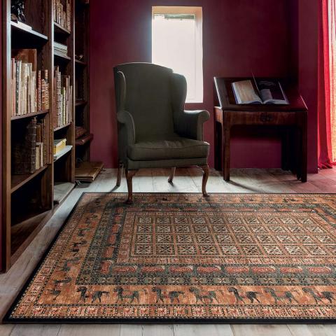 Traditional Wool Rug Royal Kashqai Green Brick 01 500 