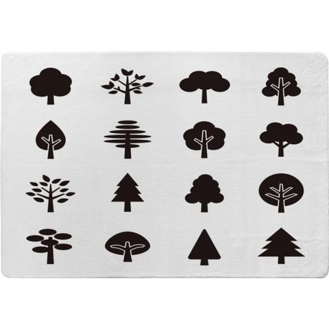 Tree Silhouette Illustrations Designer Rug - White / 150cm